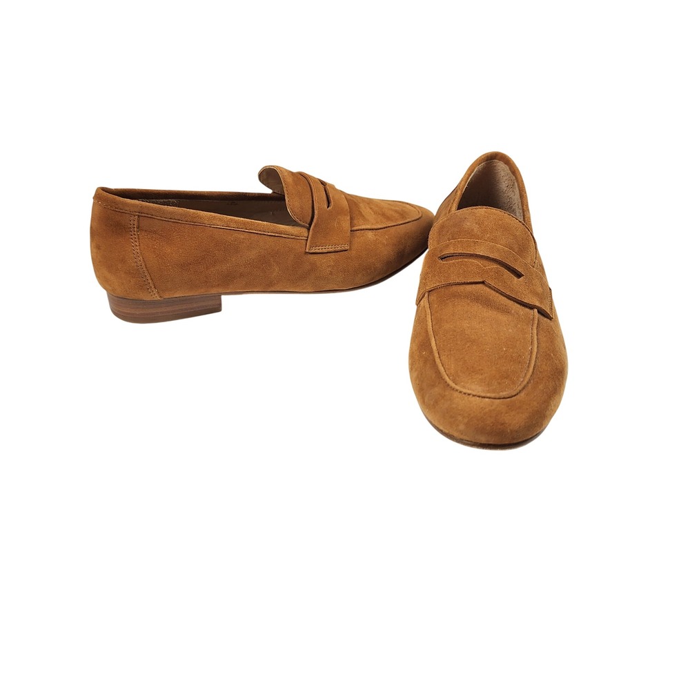 Quince Sheep Suede Penny Loafers Womens 8.5 Cognac Leather Casual Office Preppy